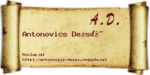 Antonovics Dezső névjegykártya