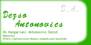 dezso antonovics business card